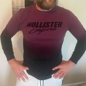 Men’s Hollister “California” Long Sleeve Shirt Maroon Fades to Black Size Medium